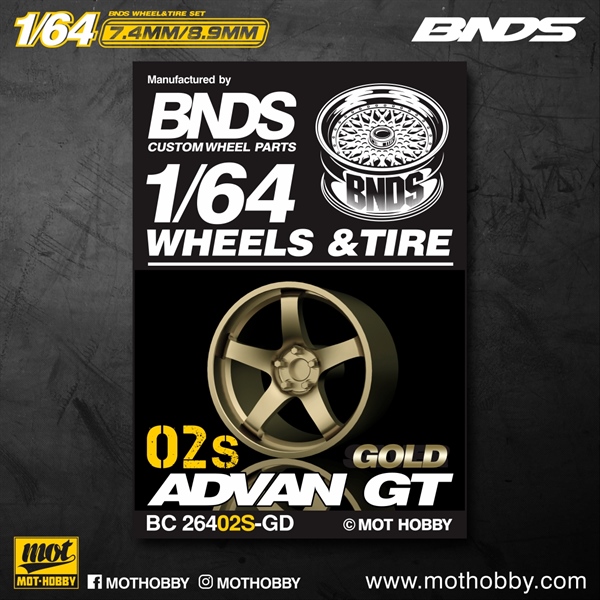 Bánh xe 1/64 BNDS 8,9mm Code BC26402S-GD