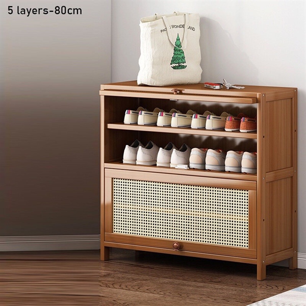 Tủ giày cánh lật tre mây