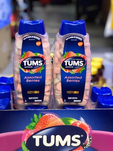 Kẹo Trị Đầy Hơi, Khó Tiêu, Đau Dạ Dày Tums Antacid Assorted Berries 265 Viên ( Date 8/2030)