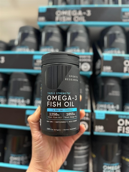 Dầu Cá Sports Research Triple Strength Omega 3 Fish Oil 150 Viên (Date 03/2027)