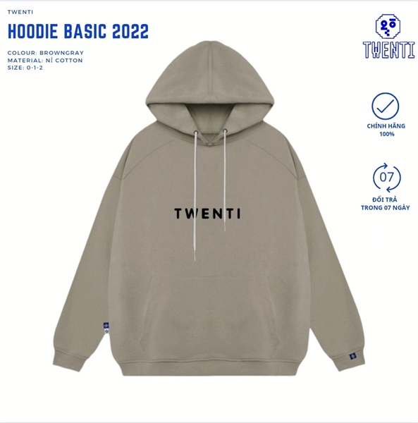 HOODIE IN NỔI TWENTI - NÂU RÊU - 0