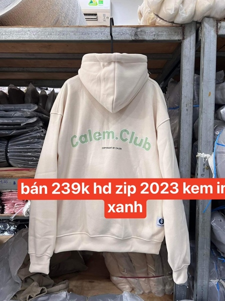 HOODIE ZIP CALEM VER 2023 - KEM IN XANH - L