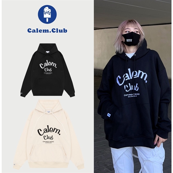 HOODIE CALEM THÊU CHỮ - KEM - L