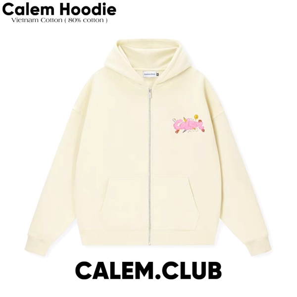 HOODIE ZIP CALEM BUBBLE - MỠ GÀ - M