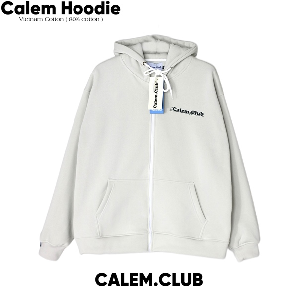 HOODIE ZIP CALEM - XÁM TRẮNG - XL