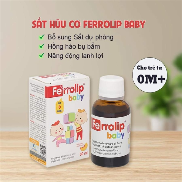 SẮT NƯỚC HỮU CƠ NHỎ GIỌT TỔNG HỢP FERROLIP BABY Ý 30ML 0-10 TUỔI
