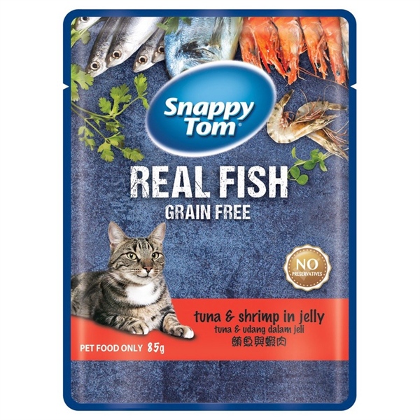 Pate Snappy Tom cho mèo vị Cá ngừ & Tôm Jelly 85g