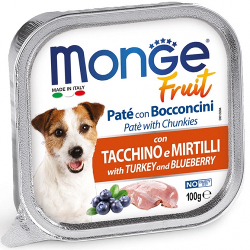 Pate Monge cho chó vị Gà Tây & Việt Quất 100g
