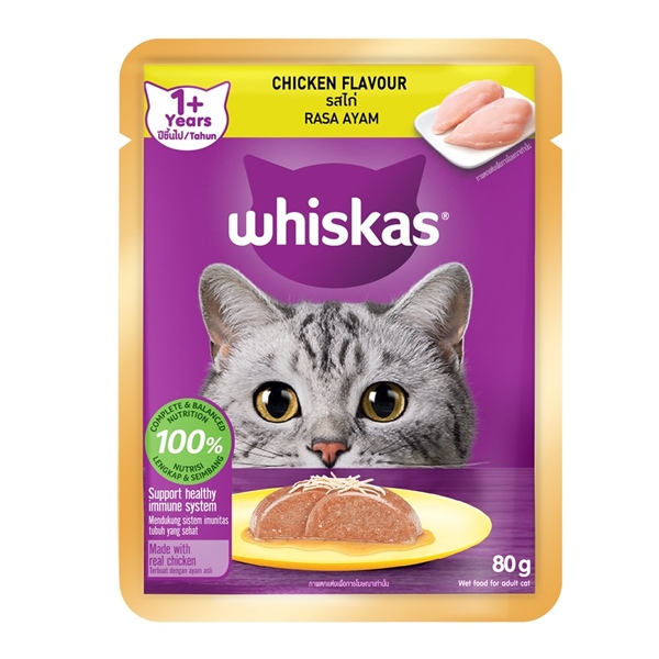 Pate Whiskas Adult mèo lớn vị Gà 80g