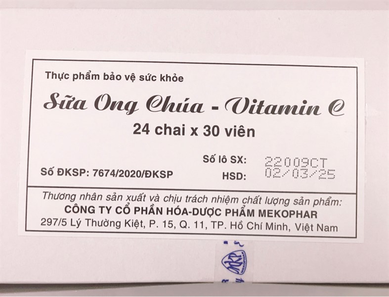 Kẹo Sữa Ong Chúa - Vitamin C MKP/ H24chai x 30v