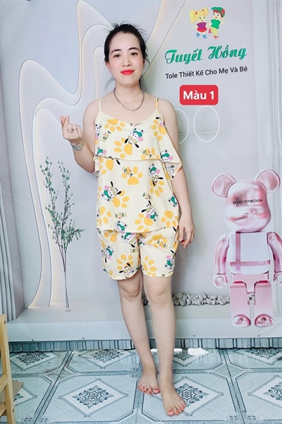 Bộ tole dây kèm lá bèo quần đùi cho Mẹ TH