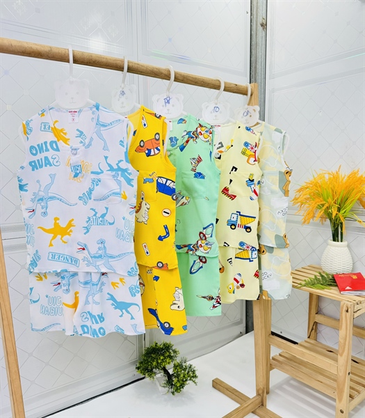 Combo 5 Bộ tole lanh-Sát nách quần đùi bé trai TH7