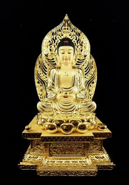 Ta Bà Tam Thánh - Màu Vàng - Đế Kim Cang - đồng - 30cm