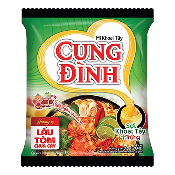 MÌ CUNG ĐÌNH VỊ LẨU TÔM CAY｜CUNG DINH 辛酸っぱ口エビ鍋の味インスタントラーメン｜80G