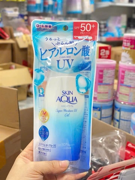 KEM CHỐNG NẮNG SKINAQUA SUNSCREEN SUPER MOISTURE GEL SPF50+/PA++++ 110G( CHAI NẮP TRẮNG)
