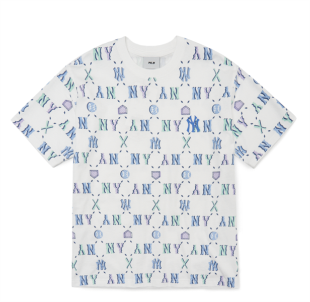 MLB Korea Unisex Paisely Clipping Logo Short Sleeve Tee Shirt La Dodgers White