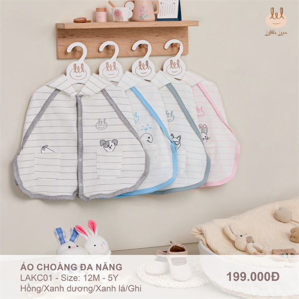 LiL Áo choàng đa năng kẻ - Ghi