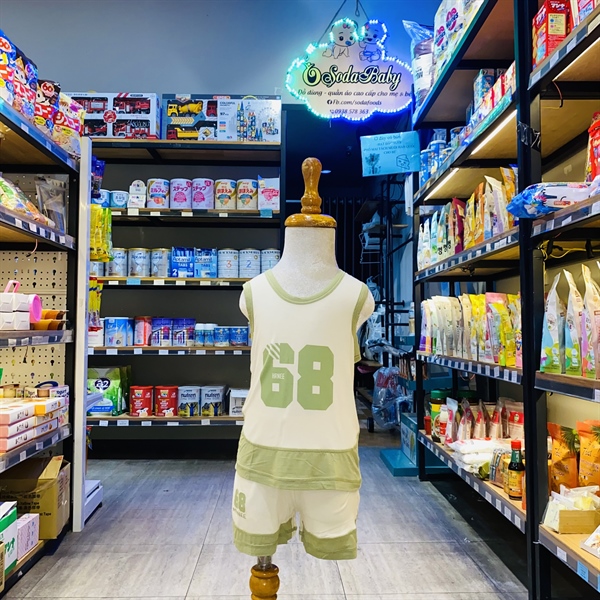 HRNEE Bộ ba lỗ Bamboo in số - Hồng Pastel