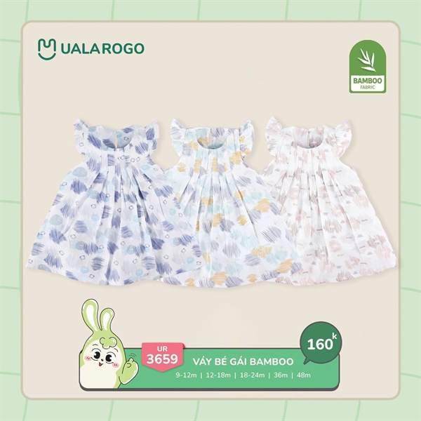 Váy xô cộc tay Bamboo Uala Rogo - Xanh dương