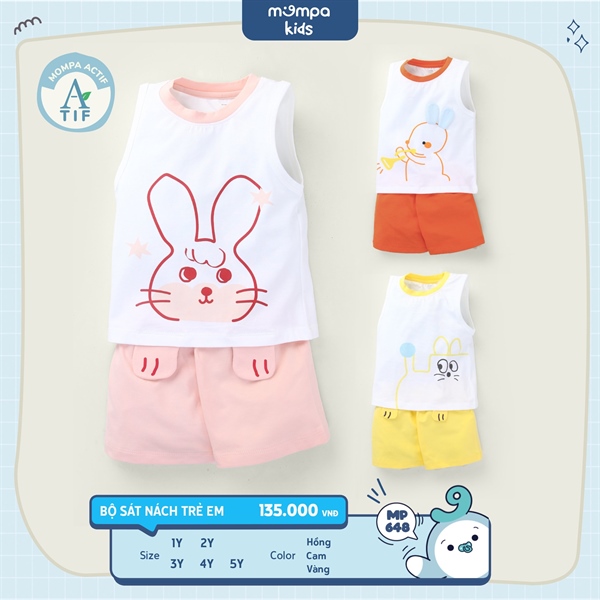 Bộ sát nách hoạ tiết Thỏ, Mèo, Sóc Mompa