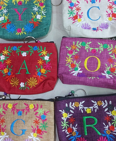 Ví thêu chữ cái đáy lượn - Alphabet purse - Usd 1.3