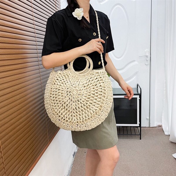 Túi cói cạnh tròn quai tết tròn - Sedge bag - Usd 10