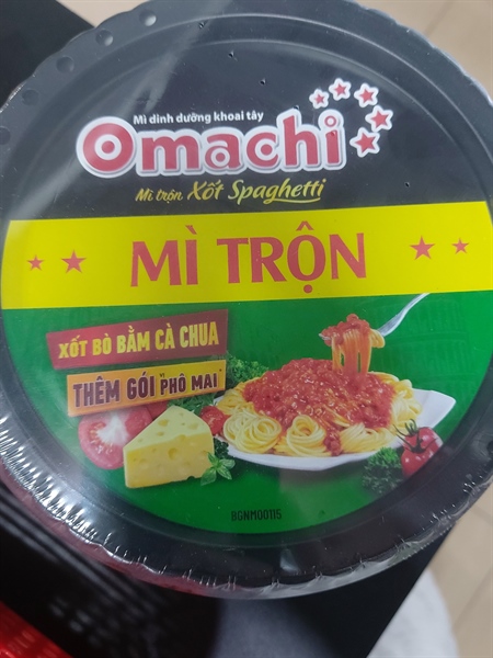 Omachi tô trộn xốt spaghetti bò bằm cà chua