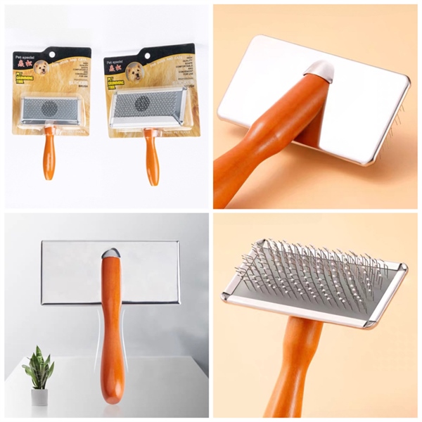 JBN - Lược chải chữ nhật tay cầm bằng gỗ có đầu bọc