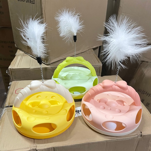 KY - Bộ đồ chơi mèo hình nơ kèm lò xo lông vũ - 20*28cm