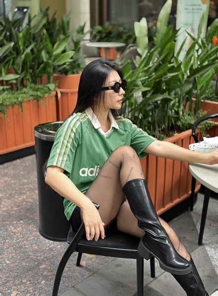 Áo Adidas Jersey Polo Kẻ Sọc Nhỏ - Màu Xanh lá cây [IR9381].