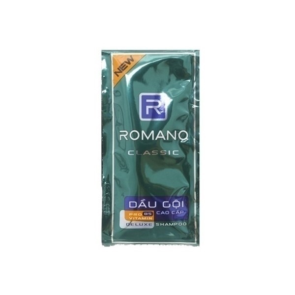 DÂY DẦU GỘI ROMANO MAU XANH CLASSIC DELUXE SHAMPOO 5G DÂY 14 GÓI