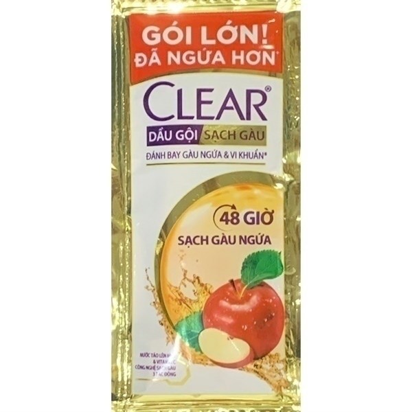 Dầu Gội Clear Dây 48h Sạch Gàu Ngứa Nước Táo Lên Men & Vitamin C 7g