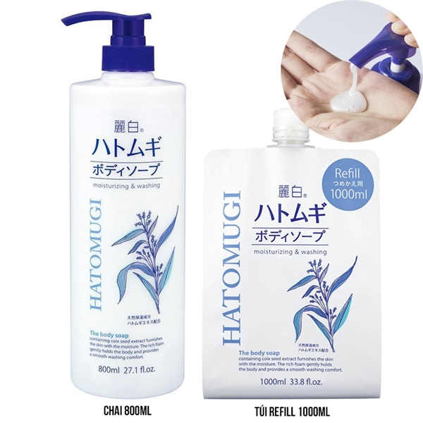 Sữa tắm Hatomugi trắng da, dưỡng ẩm chiết xuất Ý Dĩ 800mL