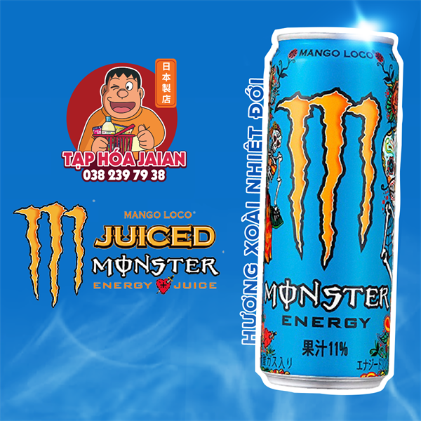 Nước tăng lực Asahi Monster Mango Loco 355mL vị xoài