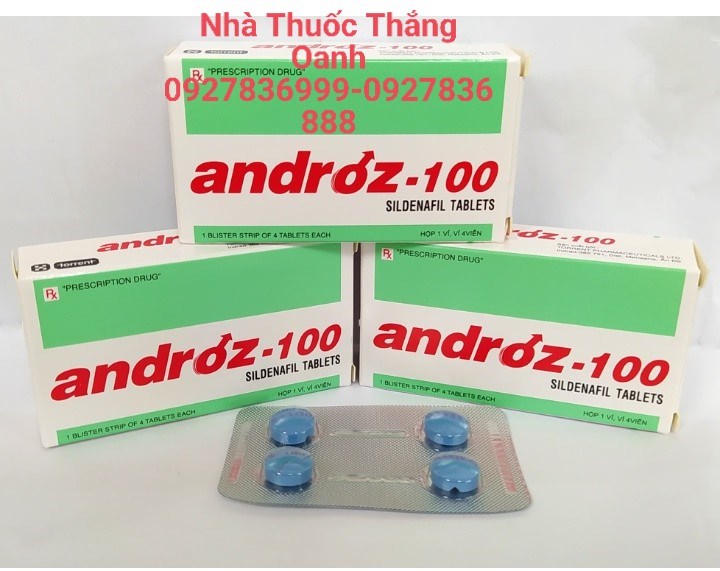 Androz 100 ( Sildenafil hộp 1 vỉ x 4 viên )