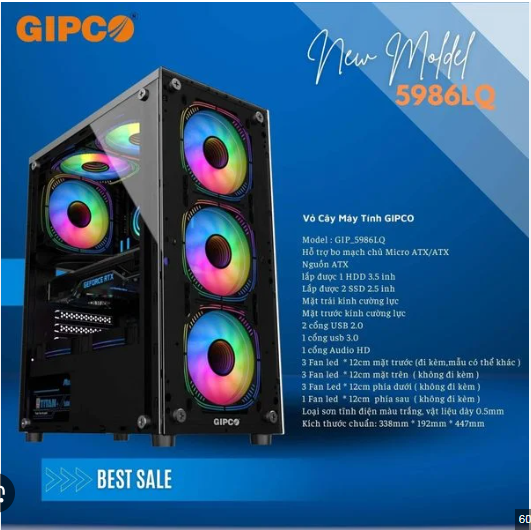 Vỏ case led Gipco Gaming 5986LQ 3 fan