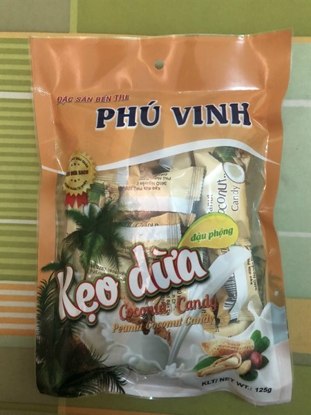 Kẹo dừa Phú Vinh gói 125g - Đậu phộng