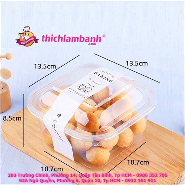 Hộp Nhựa Vuông Trong Đựng Bánh W110 (100 cái)