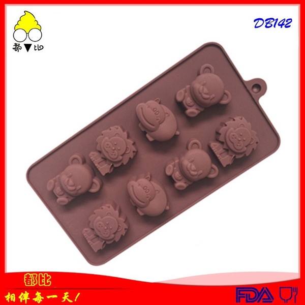 Khuôn silicon 8 hình - gấu, sư tử, hà mã