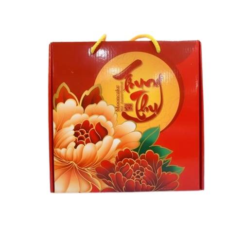 Hộp trung thu dày vuông có quai xách đựng 4 bánh 200-250g