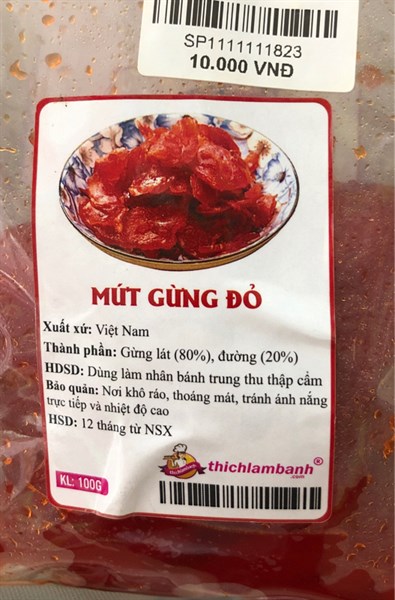 Mứt gừng đỏ (500gr)
