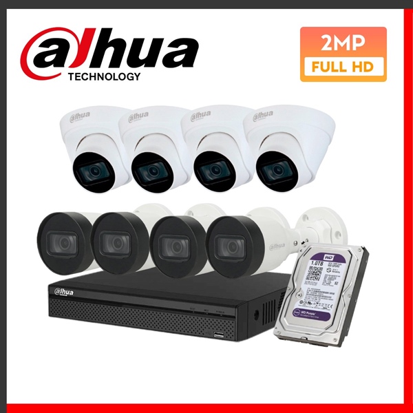 Combo 8 Camera Dahua IPC 2MP hồng ngoại