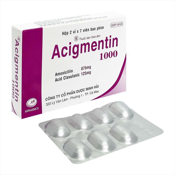 Acigmentin 1g minh hải (h/14v) (vỉ nhôm)