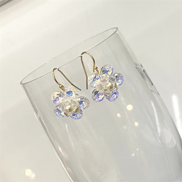 Hoa tai pha lê 3700M6 kết hoa mai, chuôi GF