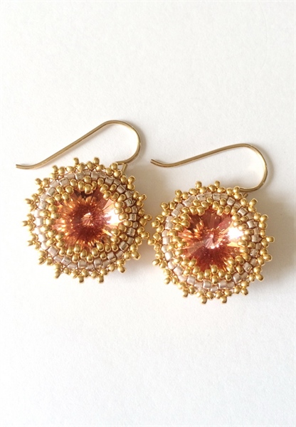 Hoa tai pha lê 1122 mix cườm hình mặt trời