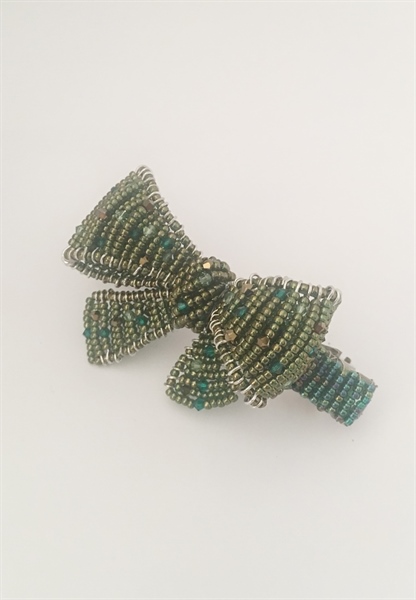 Kẹp tóc pha lê mix cườm kết hình nơ