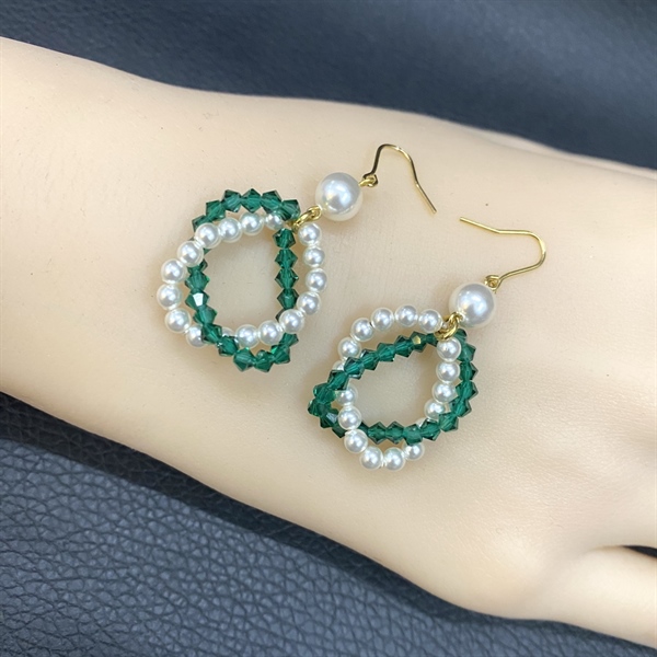 Hoa tai pha lê 5328M3 xoắn ngọc trai 5810M3