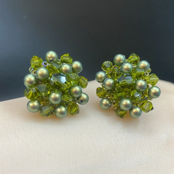 Hoa tai nụ pha lê mix ngọc trai 5810