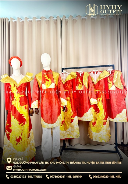 ÁO DÀI ĐỎ RỒNG VÀNG NAM NỮ