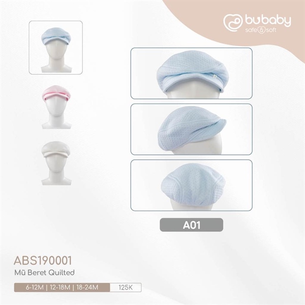 BS1900 - 12M/24M Mũ Beret Bubaby Xanh